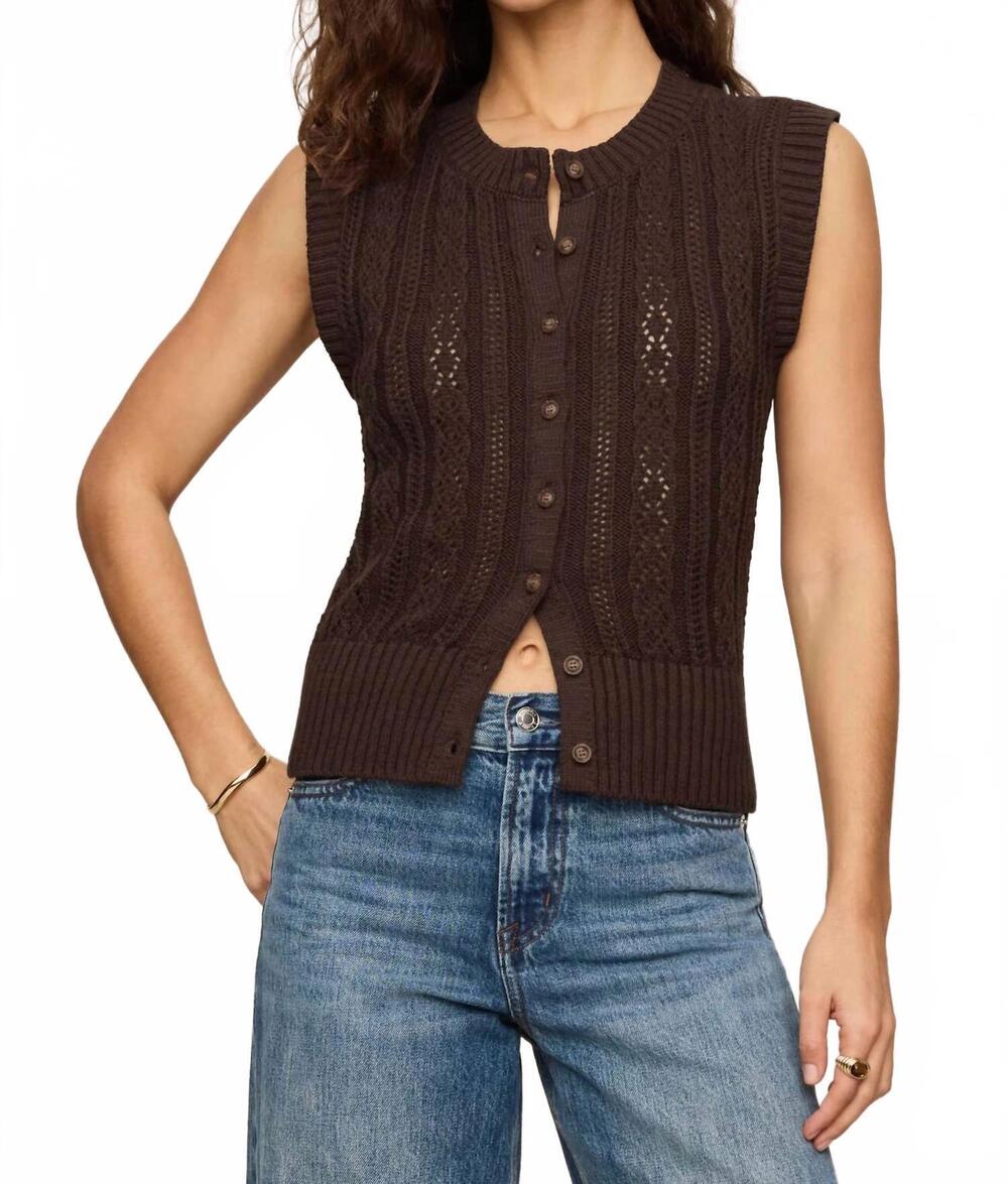 NEW Z SUPPLY cabot crochet vest in dark chocolate